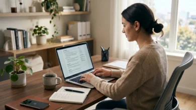 شخص يكتب سيرة ذاتية احترافية للتقديم على وظيفة